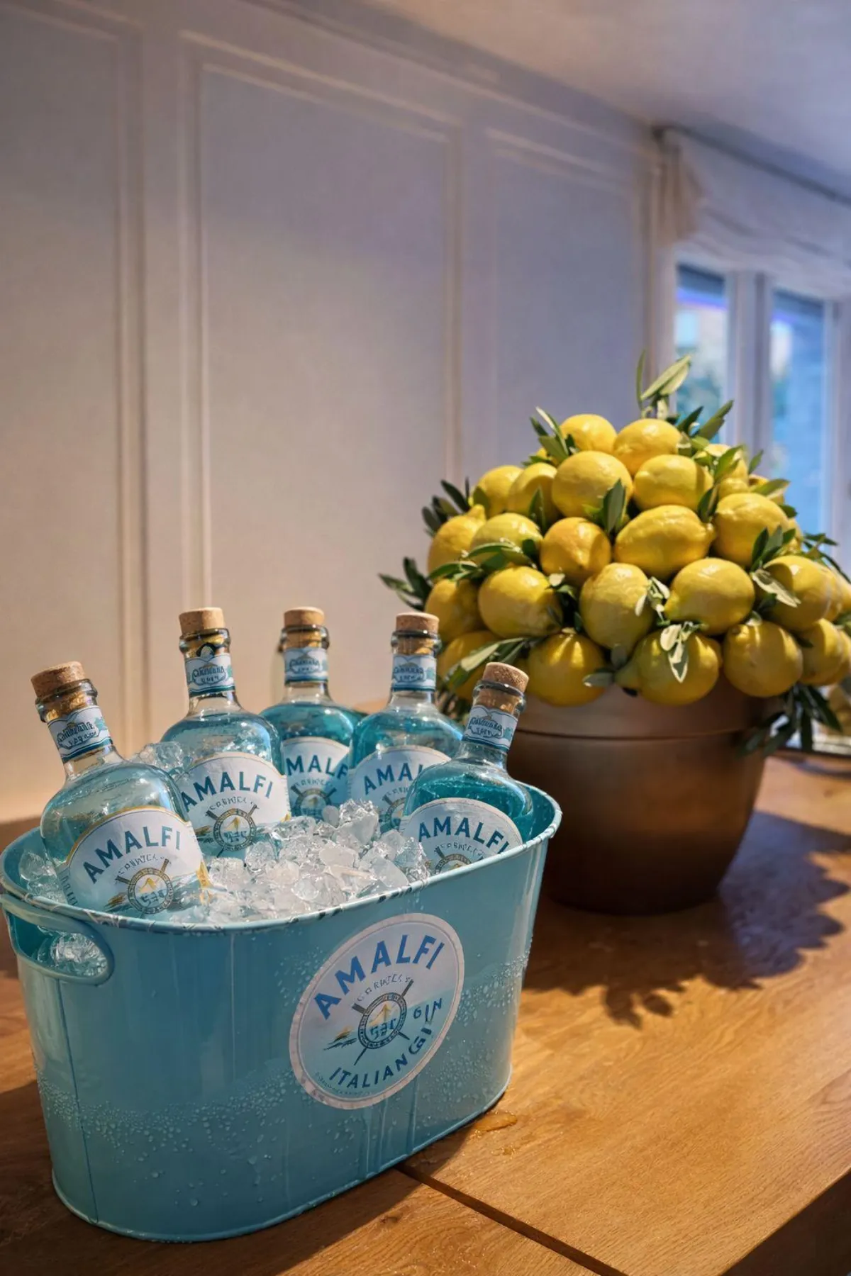 Apéro mit Amalfi-Gin und Zitronen-Arrangement